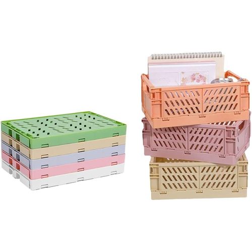 Yemaesre-5pcs Mini Boîte De Rangement Pliante En Plastique 15 X 9.8 X 5.7cm Boîte De Rangement De Bureau Empilable Pour Ranger De Petits Objets Pour Cuisine, Chambre À Coucher