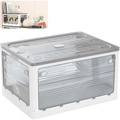 YEMAESRE-Rangement Pliable En Plastique, Rangement Empilable Avec Couvercle Et Roulettes, 40,5X29X24 Cm, Rangement Multifonctionnel Pour Livres, Vêtements, Jouets Et Linge De Lit (Blanc).
