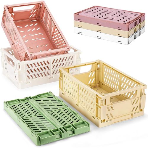 Yemaesre-4 Pièces Caisse Rangement Plastique, Cagette Plastique Pliable, Caisse De Rangement, Grand Panier Pliant, Boîtes De Rangement Empilables, Pour Ranger De Petits Objets Pour Cuisine, Chambre À