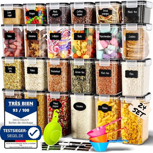 Chenquansarl-Boite De Rangement Cuisine Lot De 24 - Boites De Conservation Réutilisables Avec Couvercle Hermétique - Boites En Plastique Rangement Et Organisation De Cuisine - Sans Bpa - 0,8l 1,4l 2l