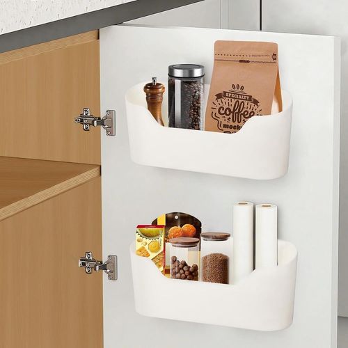 ChenQuanSarl-2 Pièces Armoires De Cuisine Porte Boîte De Rangement, Boîtes De Rangement Autocollantes Pour Porte D'Armoire De Cuisine, Pour Armoire, Salle De Bain, Réfrigérateur, Petits Objets