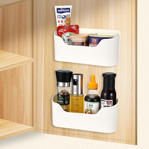 ChenQuanSarl-Lot De 2 Boîtes De Rangement Autocollantes Pour Porte D'Armoire De Cuisine, Pour Armoire, Salle De Bain, Réfrigérateur, Petits Objets