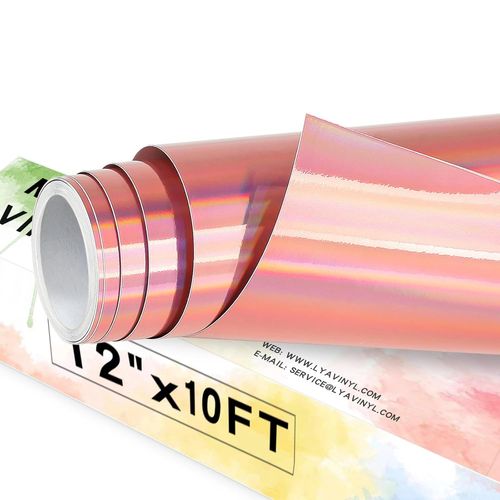 Wagner-Chromé Holographique Or Rose Vinyle Adhésif Permanent 30,5 X 305 Cm,Rouleaux De Vinyle Chromé Auto-Adhésifs Pour Cricut,Silhouette Camée Pour Tasse,Fenêtre,Plastique.