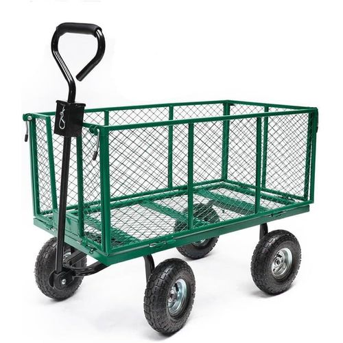 wagner-Chariot De Jardin 4 Roues 300 Kg-Benne Xxl 200 L-Chariot Pliable En Acier-Fonction Plateforme De Transport-Chariot Remorque Avec Attelage Tracteur Tondeuse-Pneus Gonflables Profilés 27 Cm