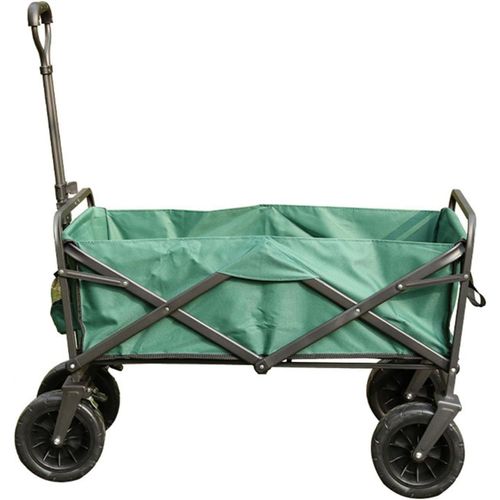 wagner-Chariot D'Extérieur Pliable,Chariot De Plage,Vert Chariot De Jardin 4 Roues Poignée Réglable Charrette Chariot De Transport À Roulettes Tout Terrain Pour Extérieur Camping