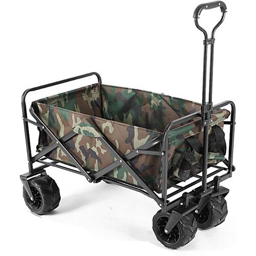 wagner-Chariot D'Extérieur Pliable,Chariot De Plage,Chariot De Jardin 4 Roues Poignée Réglable Charrette Chariot De Transport À Roulettes Tout Terrain Pour Extérieur Portant 55Kg,100Kg,Camouflage,9"" Wheels