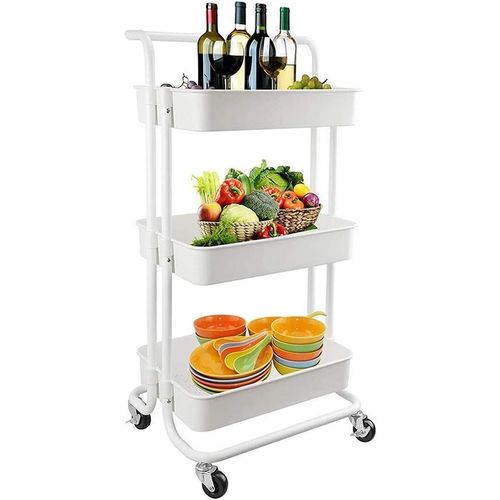 wagner-Chariot De Rangement À 3 Niveaux,Chariot De Cuisine,Chariot De Service Avec 2 Freins,Montage Facile,Pour Chambre,Cuisine,Bureau