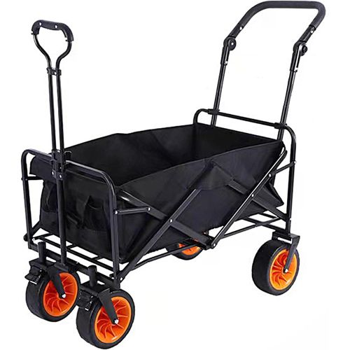 wagner-Chariot D'Extérieur Pliable,Chariot De Plage,Chariot De Jardin 4 Roues Poignée Réglable Charrette Chariot De Transport À Roulettes Tout Terrain Pour Extérieur Portant 55Kg,100Kg,Black D,10"" Wheels