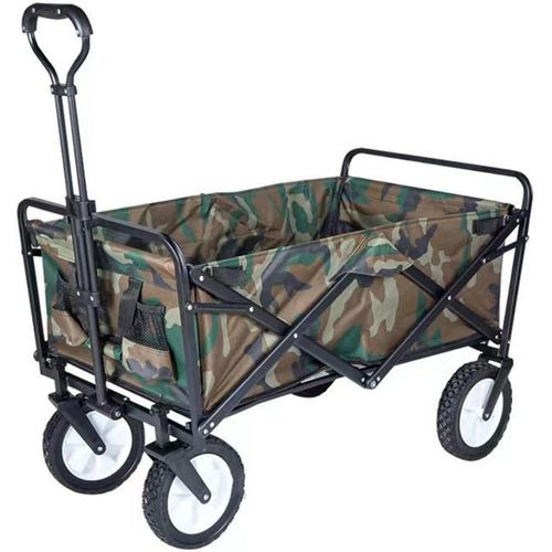 wagner-Chariot D'Extérieur Pliable,Chariot De Plage,Camouflage Chariot De Jardin 4 Roues Poignée Réglable Charrette Chariot De Transport À Roulettes Tout Terrain Pour Extérieur Portant 100Kg