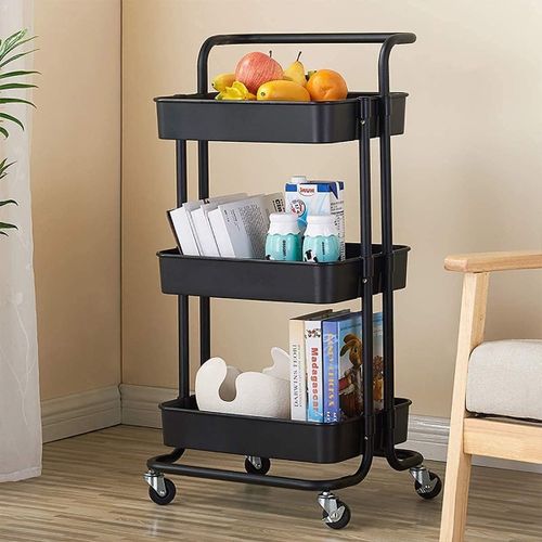 Wagner-Chariot De Cuisine À 3 Niveaux,Chariot De Service En Métal,Chariot De Cuisine Avec 2 Roues Verrouillables,Pour Chambre À Coucher,Cuisine,Bureau