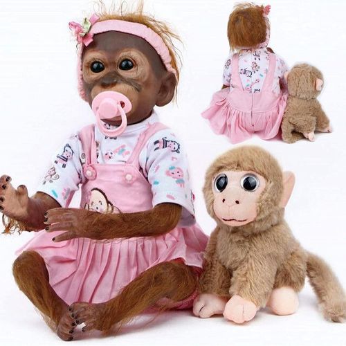 wagner-21 Pouces 52 Cm Poupée De Singe Reborn Vraiment Réaliste Chimpanzé À La Main En Silicone Souple Vinyle Réaliste À La Recherche Mignon Bébé Poupées Enfant En Bas Âge Filles Jouets