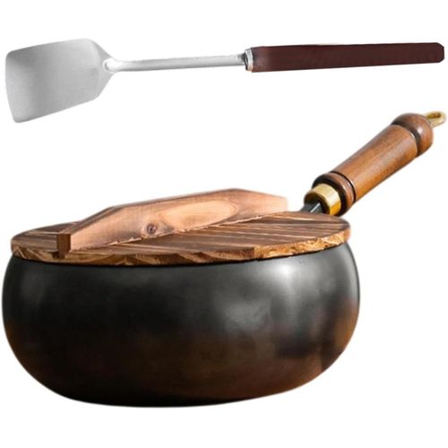 Wagner-Poêle À Frire Wok Antiadhésive,Avec Crochet Suspendu,En Fer Forgé Manuel,Ustensiles De Cuisine,Poêle En Fer Pow Wok Pour Hôtel Et Maison