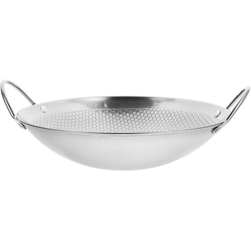 wagner-Didiseaon Plancha En Acier Inoxydable Marmite Wok À Fondue Casserole En Acier Mijoter Gamme Pot Fondue De Cuisine Induction Cuisson Lourd Poêle En Métal Poêles À Frire En Bois Silver