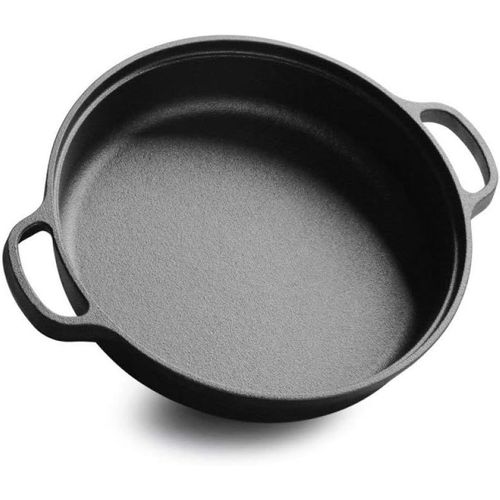 wagner-Wok En Fonte Poêle À Frire À Double Oreille Poêle En Fonte Poêle Non Revêtue Cuisinière À Induction Batterie De Cuisine Universelle Infinite Wok,Nolid-25Cm