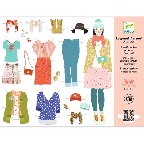 wagner-Paper Doll Le Grand Dressing-Jeu De Mode Créatif-6 À 10Ans-Coffret Pour Jouer Au Styliste-Plus De 100 Vêtements Et Accessoires-3 Poupées Mannequins,Boîte De Rangement,Carton Durable
