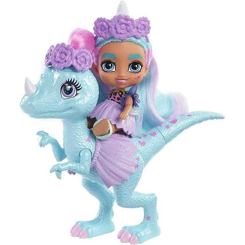 wagner-Cave Club Bébé Des Cavernes Mini-Poupée Licorne 8 Cm Aux Cheveux Bleus,Avec Figurine Dinosaure Et Accessoires,Jouet Pour Enfant,Gxp25