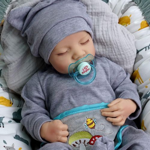 wagner-Poupée Reborn,17 Pouces Lavable À La Main Reborn Bebe Garcon Corps En Vinyle Souple,Poupee Reborn Ressemble À Un Vrai Bébé (Garçon Aux Yeux Fermés)