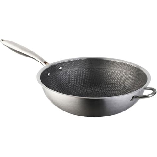 wagner-Poêle Wok En Acier Inoxydable De 34 Cm Poêle À Frire Portable Facile À Nettoyer Idéale Pour Le Barbecue Et La Cuisinière