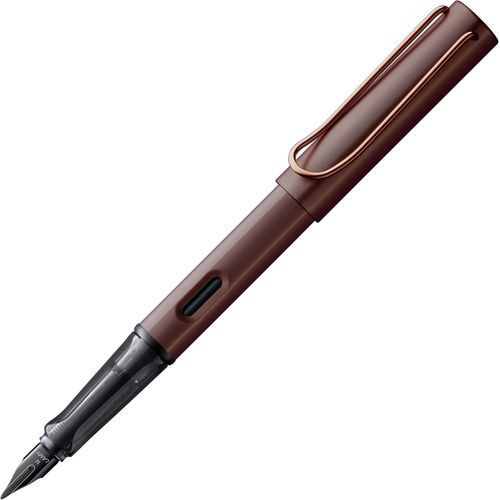 Wagner-Lx 090 Stylo-Plume Élégant En Aluminium Léger,De Couleur Marron,Avec Finition En Métal Précieux Et Plume En Acier Pvd Noir Brillant,Avec Cartouche D'encre T 10 En Bleu Et Emballage Cadeau
