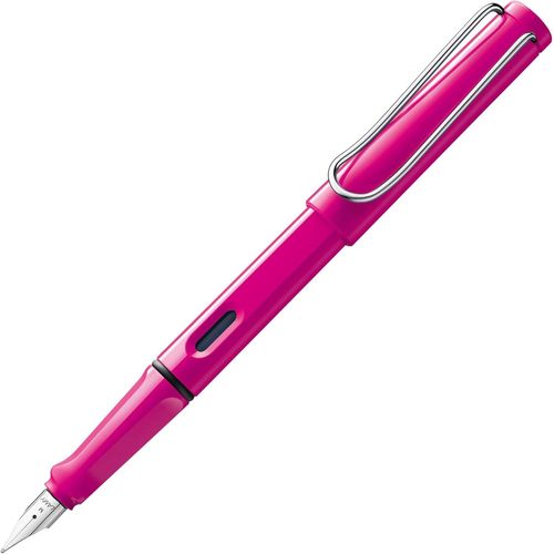 Wagner-Safari Pink-Stylo Plume Avec Grip Ergonomique Et Plume Acier Poli En Taille Ef-Matière Plastique Robuste Asa-Avec Cartouche T 10 Bleue-Droitier