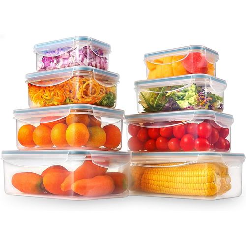 ChenQuanSarl-Boîte Alimentaire Set, 8 Pièces Boîtes Alimentaires Plastique Réutilisables Avec Couvercles Hermétiques, Sans Bpa, 100% Étanche