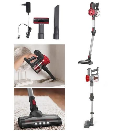 Aspirateur balai Rouge sans fil flexible 150W 22,2 V 0,55 L