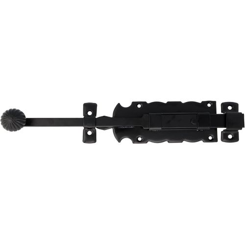 ChenQuanSarl-Goupille De Suralimentation | Loquet De Porte | Fermeture Robuste Pour Portes | Acier Et Zamak | Couleur Noir | 250 X 60 Mm | Vis Incluses