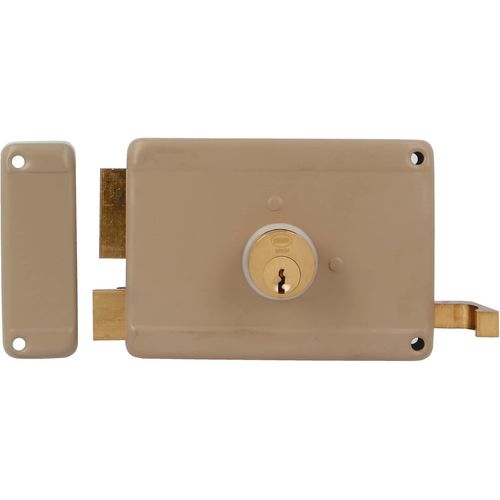 ChenQuanSarl-Serrure De Suspension Gauche Avec Levier De Fermeture | Languette Et Poignée Pour Portes En Bois Mod. 78 | 120 X 85 Mm | Loquet Avec Cylin e Rond En Serrete | Acier Beige