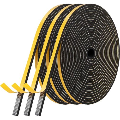 ChenQuanSarl-oint Fenetre Isolation, Joint Porte Mousse Adhésif 3 Rouleaux 6Mm X 3Mm X 5M Multi-Fonction Caoutchouc Calfeutrage Joint Antichoc D'Isolation Phonique Pour Meuble Protection De Climat ur