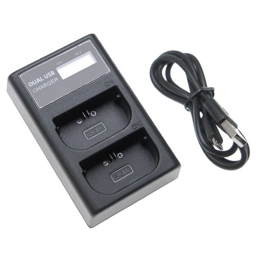 Chargeur double USB vhbw compatible avec Canon EOS R6 Mark II, R7, Ra, R5 C, R6 Appareil photo/Batterie - Boîtier de charge + câble micro USB avec écran, 8,4 V
