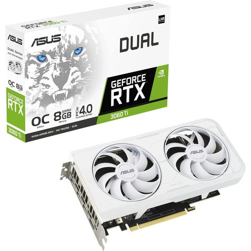 ChenQuanSarl-Dual Nvidia Geforce Rtx 3060 Ti Oc Edition / Blanc ¿ Carte Graphique Gaming (8Gb Gddr6X, Pcie 4.0, Hdmi 2.1, Displayport 1.4A, 2 X Ventilateurs Axiaux, Deux Slots, Technologie 0Db)