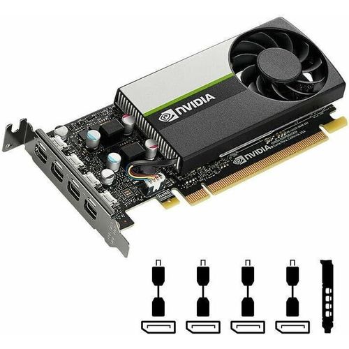 ChenQuanSarl- Quadro T600 Carte Graphique 4 Go Gddr6 Single Slot ¿ 640 C?urs Cuda, 128 Bits, 160 Go/S, 4 X Mini Displayport 1.4, 40 W, Pci Express 3.0 X 16 Avec 4 Adaptateurs, Support Haut Et Bas