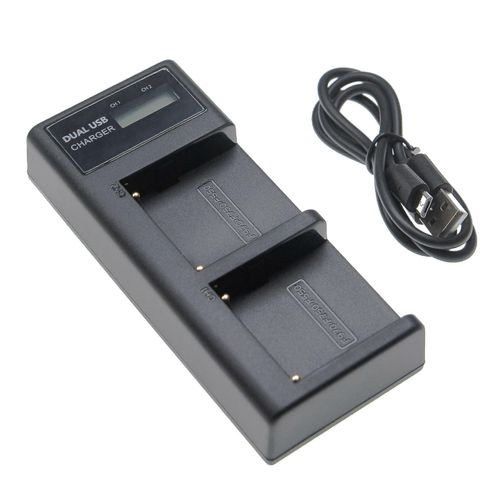 Chargeur double USB vhbw compatible avec Sony DCR-TRV315, DCR-TRV310K, DCR-TRV320 Appareil photo/batterie - Socle de charge + câble micro USB avec écran, 8,4 V