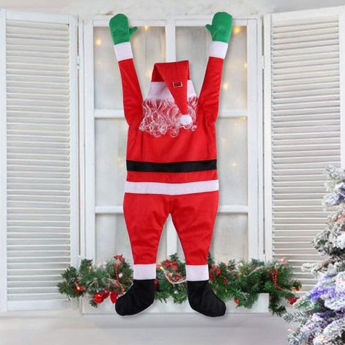 108 cm Grande décoration de Noël suspendue pour l'intérieur et l'extérieur Père Noël, pour les maisons, les portes, les murs, les fenêtres, les voitures, les escaliers, les toits, couleur rouge