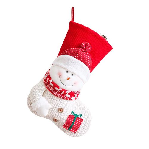 1 pc bonhomme de neige grandes chaussettes de Noël tricotées rouges et blanches pour les personnes âgées bonhomme de neige robe sac de bonbons sac cadeau chaussettes de Noël sac cadeau