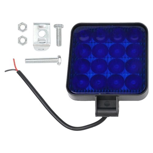 Lampe de travail LED pour camion tout-terrain,éclairage de pod,mini lumières de sauna carrées,accessoire de remplacement,tracteur automobile,16LED,48W,12V,1PC - Type Blue