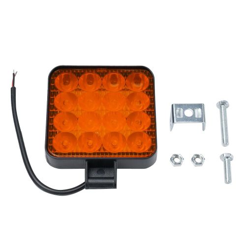 Lampe de travail LED pour camion tout-terrain,éclairage de pod,mini lumières de sauna carrées,accessoire de remplacement,tracteur automobile,16LED,48W,12V,1PC - Type Yellow