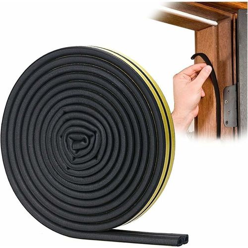 Bande d'étanchéité à profil D, mastic pour portes et fenêtres à forte adhérence, isolation phonique et résistante aux intempéries, 6 mètres (noir)