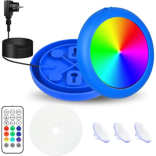 KWODE piscine éclairage LED, 10W RGB supraterrestre piscine éclairage temporisation 2/4/6H, IP68 magnétique étanche lampe de piscine lumière pour cadre piscine en acier, câble 7M