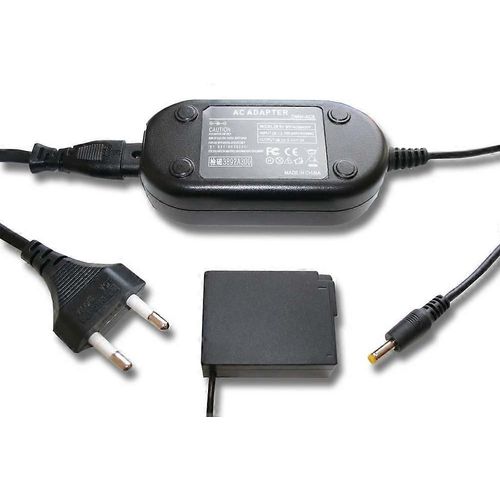 Bloc d'alimentation vhbw compatible avec les appareils photo Panasonic Lumix DMC-FZ1000, DMC-FZ200, DMC-FZ2000, appareil photo numérique + coupleur DC (en remplacement du Panasonic DMW-DCC8), 2m