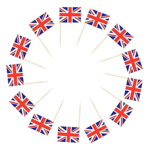 Luoem 100pcs Drapeau En Bois Cure-Dents Angleterre Drapeau Cupcake Toppers Cure-Dent Pour La Décoration Alimentaire De La Fête Nationale