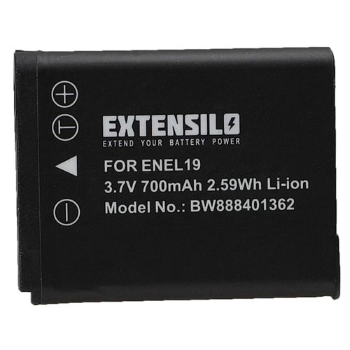 Batterie EXTENSILO compatible avec les appareils photo Nikon Coolpix S3200, S4100, S3300, S4200, S4150, S33, S32, S3700, S3600, S3400, S3500 (700 mAh, 3.7 V, Li-Ion)