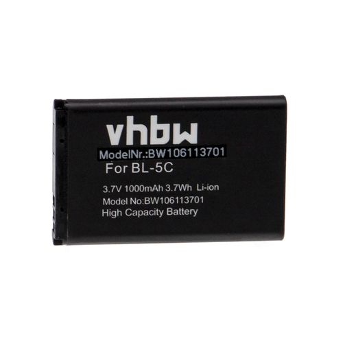 Batterie Vhbw Compatible Avec Nokia 2118, 1800, 207, 1280, 1255, 2112, 1315, 208, 1208, 1200, 1650, 1600 Téléphone Portable Smartphone (1000mah, 3.7v, Li-Ion)