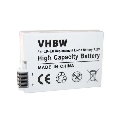 Batterie de remplacement pour Canon LP-E8 pour appareil photo (900mAh, 7.2V, Li-ion)