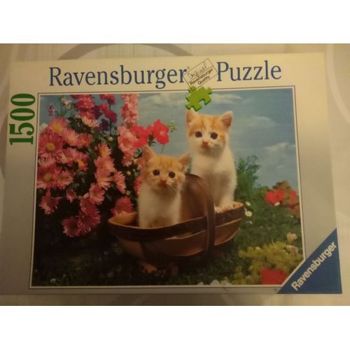 Puzzle 1500 pièces chatons dans une corbeille