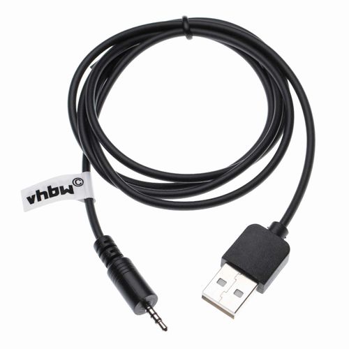 Câble de charge USB vhbw compatible avec les JBL Synchros E30, J56, E50BT, J56BT, E40, E50, E40BT Casque - Câble USB vers jack 2,5 mm, 100 cm Noir
