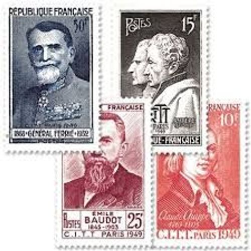 Claude Chappe, Emile Baudot, Arago Et Ampère, Général Ferrié : Congrès De Télégraphie Et Téléphonie Année 1949 N° 844 845 846  847 Yvert Et Tellier Luxe