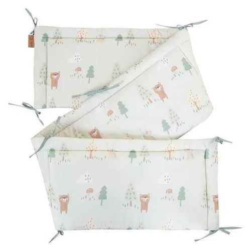Tour De Lit En Coton Doux Roba - Woodland Buddies - 170 Cm - Motif Animaux - Vert Pastel