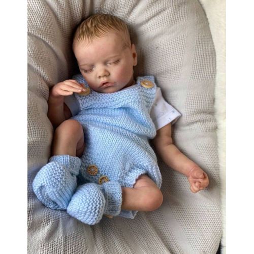 Poupée Reborn Garçon Bébé Réaliste Nouveau-né Cheveux Bruns Doll Baby 45cm