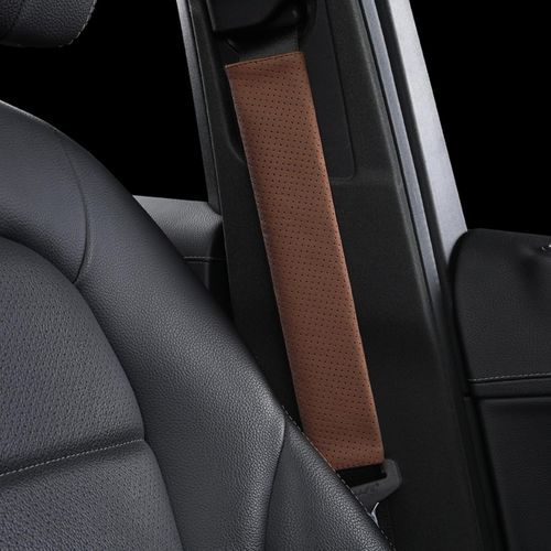 1p Housse De Ceinture De Sécurité En Cuir De Vache Véritable Pour Ceinture De Sécurité De Voiture, Accessoire Pour Conducteur, Sac À Dos, Sac À Bandoulière (Café)[Voi6172456]